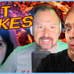 The Game Show hosts on a fire background for gaming hot takes night, Season 13 n
